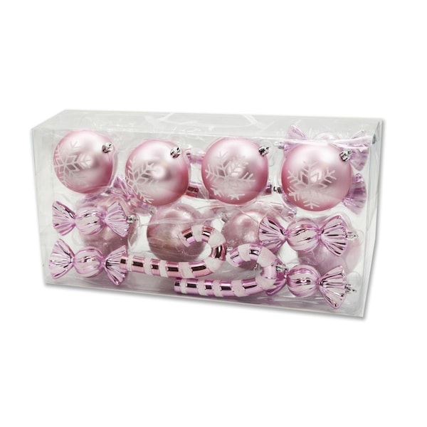 Queens Of Christmas Christmas Ornaments Pink & White, 20PK - ORNPK-CDY-PI-20