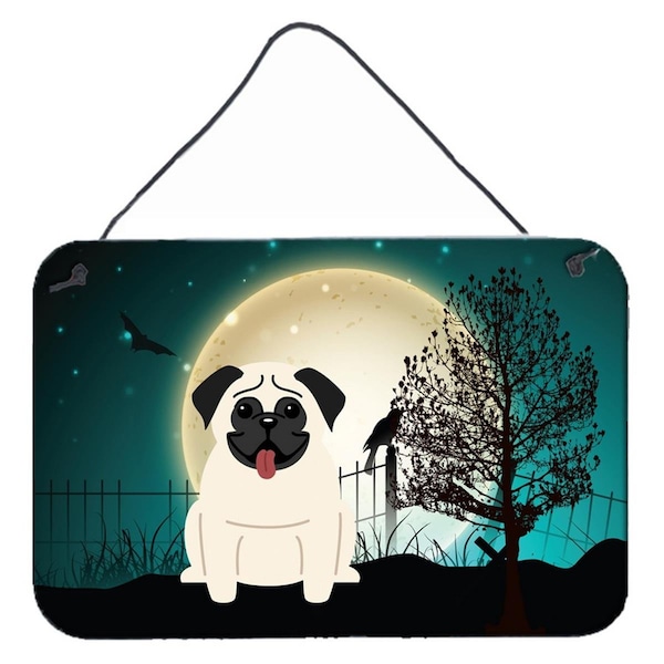 Carolines Treasures Halloween Scary Pug Cream Wall or Door Hanging Prints - BB2194DS812