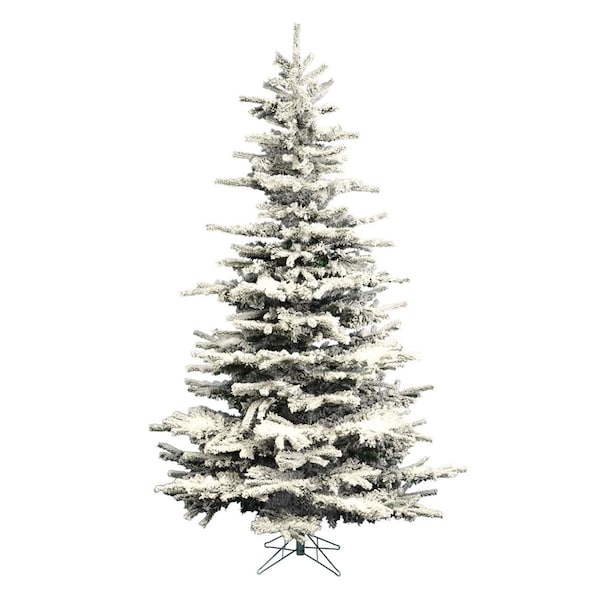 Vickerman 7.5 ft. x 57 in. Flocked Sierra Fir Artificial Christmas Tree Unlit with 1324 Tip Count - A861875