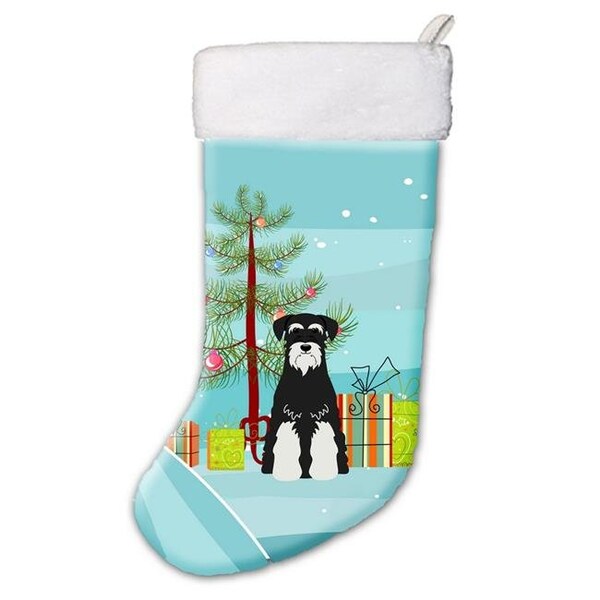 Carolines Treasures Carolines Treasures BB4158CS Merry Christmas Tree Standard Schnauzer Salt & Pepper Christmas Stocking - BB4158CS