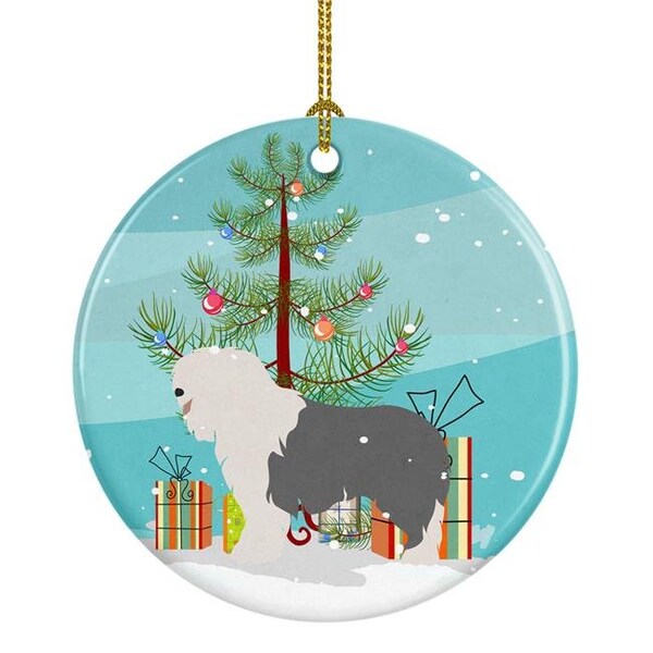 Carolines Treasures Carolines Treasures BB8466CO1 Old English Sheepdog Christmas Ceramic Ornament - BB8466CO1