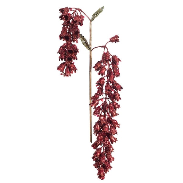 Vickerman 20 in. Red Pearl Glitter Hanging Foxglove Floral Spray, 3 per Bag, 32PK - OF180403