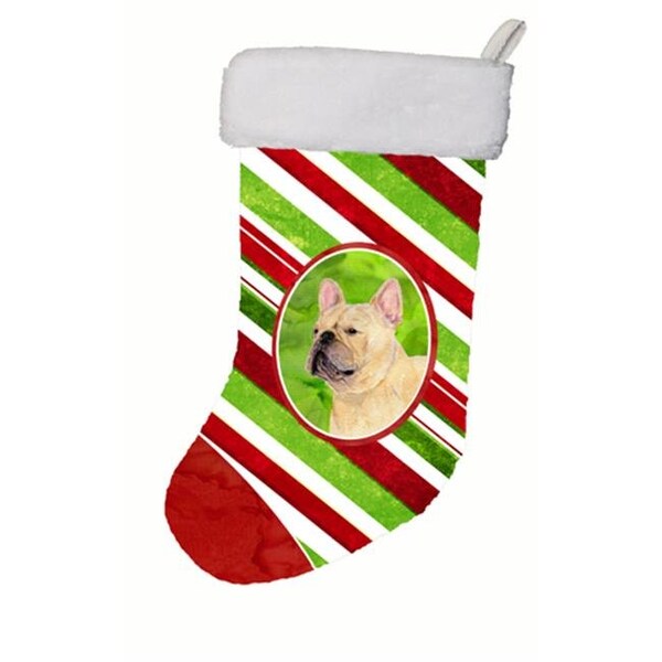 Carolines Treasures Carolines Treasures SS4554-CS 11 x 18 in. French Bulldog Candy Cane Christmas Stocking - SS4554-CS
