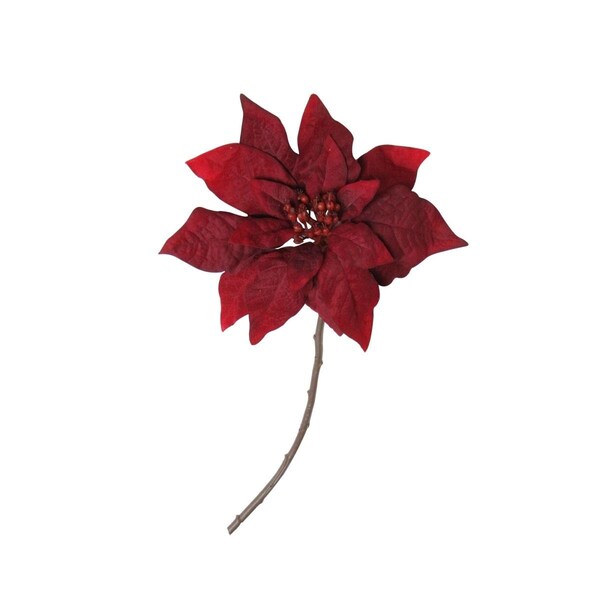 Go-Go 18 in. Red Velvet Poinsettia Artificial Christmas Stem - GO1770926