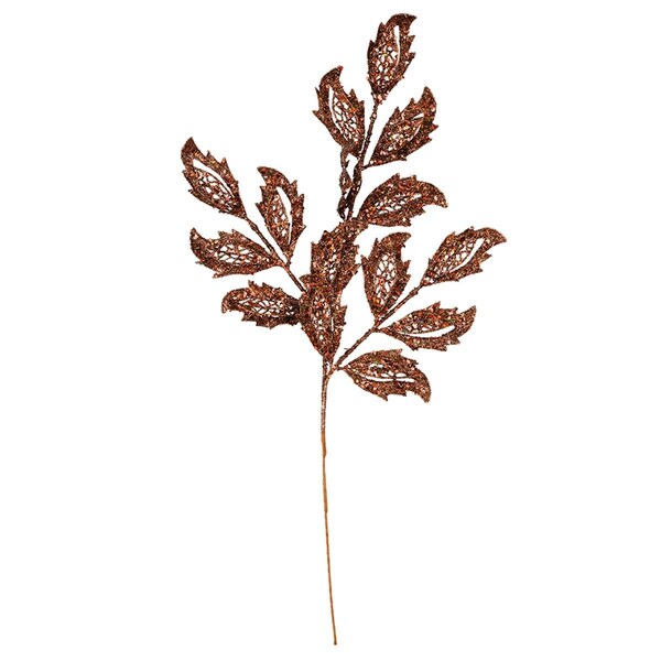 Vickerman 22 in. Chocolate Glitter Mistletoe Leaf Spray, 12 per Bag, 12PK - L186575