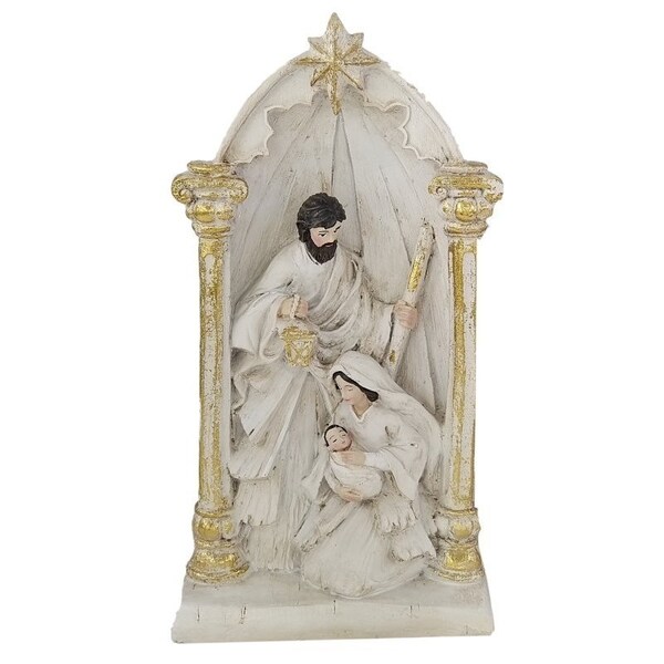 Santas Forest Nativity Scene, 13.5 in H, Nativity Scene Figurine, Resin, White/Gold - 89939