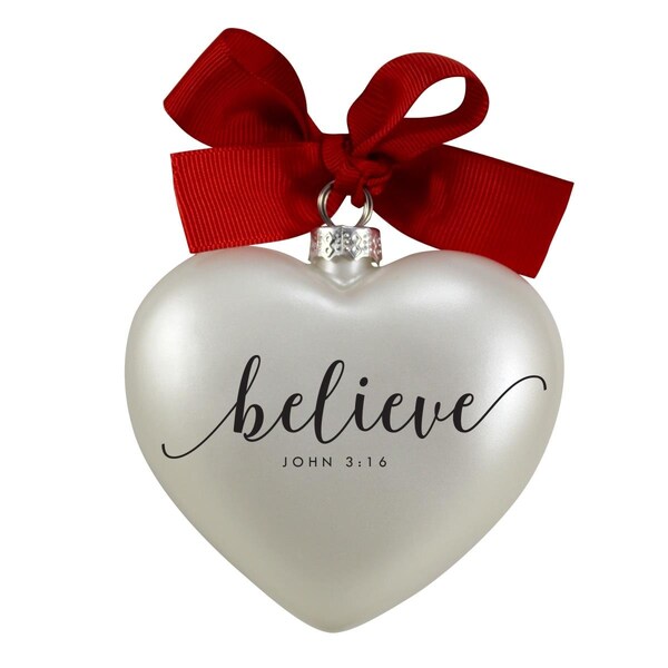 Gb Gifts Heart Believe Ribbon Hang Christmas Ornament - GB3468764