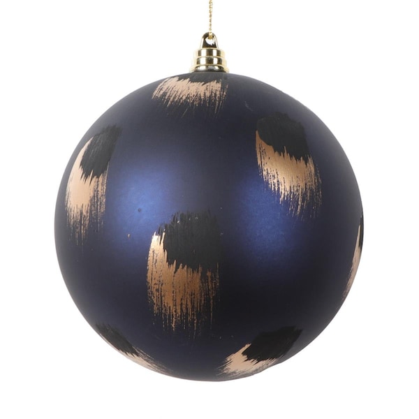 Vickerman 4.75 in. Brush Strokes Ball Ornament, Midnight Blue - 4 per Bag - MT220931