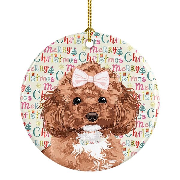 Carolines Treasures 2.8 x 2.8 in. Unisex Poodle Toy Red Christmas Ceramic Ornament - WDK2235CO1