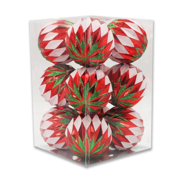 Queens Of Christmas Ball Ornaments Red Green & White, 12PK - ORNPK-DIMB-MRY-12