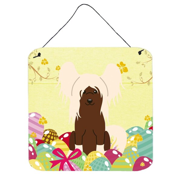 Carolines Treasures Easter Eggs Chinese Crested Cream Wall or Door Hanging Prints - BB6113DS66