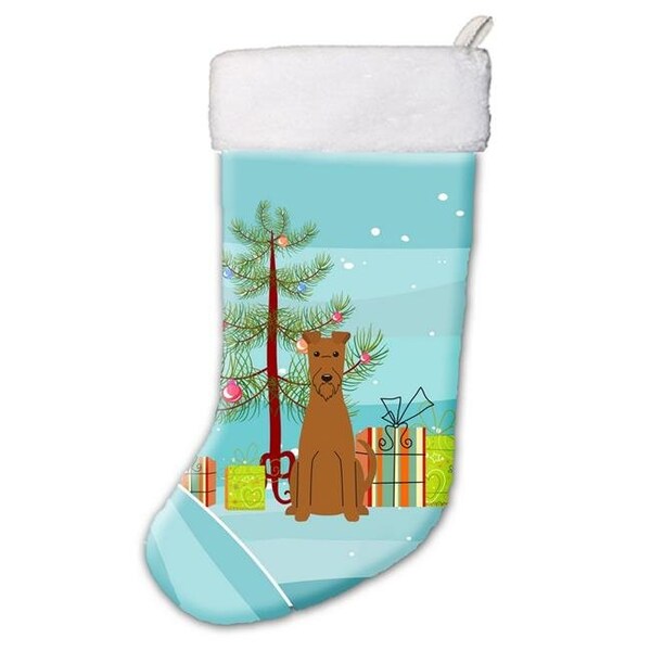 Carolines Treasures Carolines Treasures BB4187CS Merry Christmas Tree Irish Terrier Christmas Stocking - BB4187CS