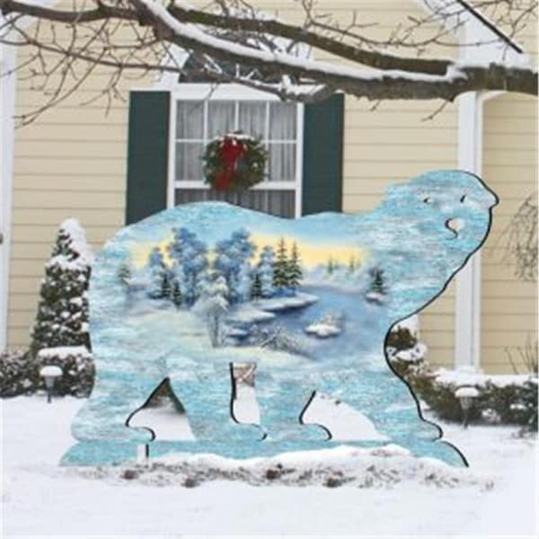 Gloriousgifts 8198225 Polar Bear Scenic Wooden Christmas Ornament Set of 2 - GL1763667