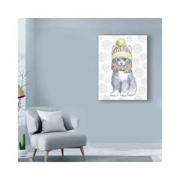 Trademark Fine Art Beth Grove 'Christmas Kitties Ii Snowflakes V2' Canvas Art, 14x19 - WAP08092-C1419GG