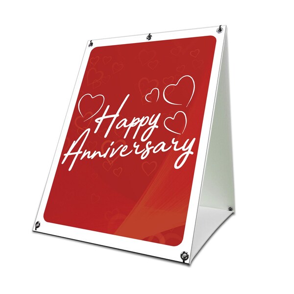 Signmission Happy Anniversary, 24 Inch x 18 Inch A-frame Yard Sign, Coroplast Yard Sign - SBC-1824-30389