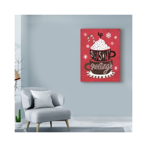 Trademark Fine Art Michael Mullan 'Festive Holiday Cocoa Seasons Greetings' Canvas Art, 24x32 - WAP08712-C2432GG