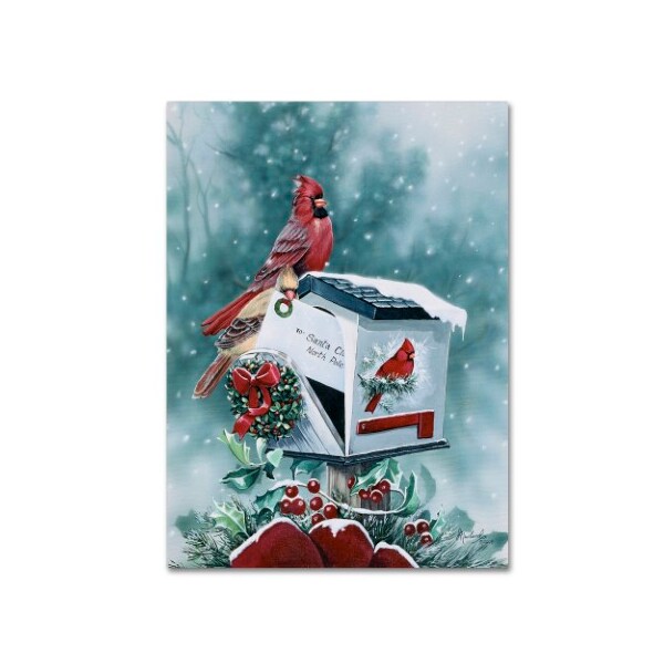 Trademark Fine Art Jenny Newland 'Christmas Cardinals' Canvas Art, 24x32 - ALI1940-C2432GG