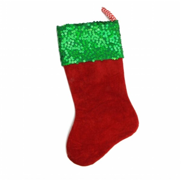 Northlight Seasonal Red and Green Chevron Sequin Cuff Christmas Stocking - 31755212