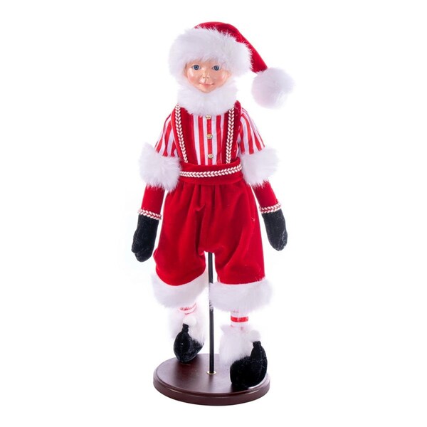 Vickerman 18 in. Red Peppermint Fairy Boy Figurines with Stand - KV211438