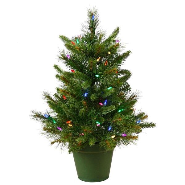 Vickerman 24 in. x 21 in. Cashmere Pine Artificial Christmas Tree with 50 Multi-Colored LED Light, 6PK - A118226LED