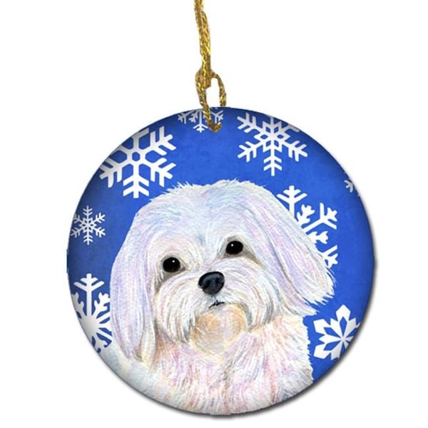 Carolines Treasures Carolines Treasures SS4620-CO1 Maltese Winter Snowflakes Holiday Christmas Ceramic Ornament - SS4620-CO1
