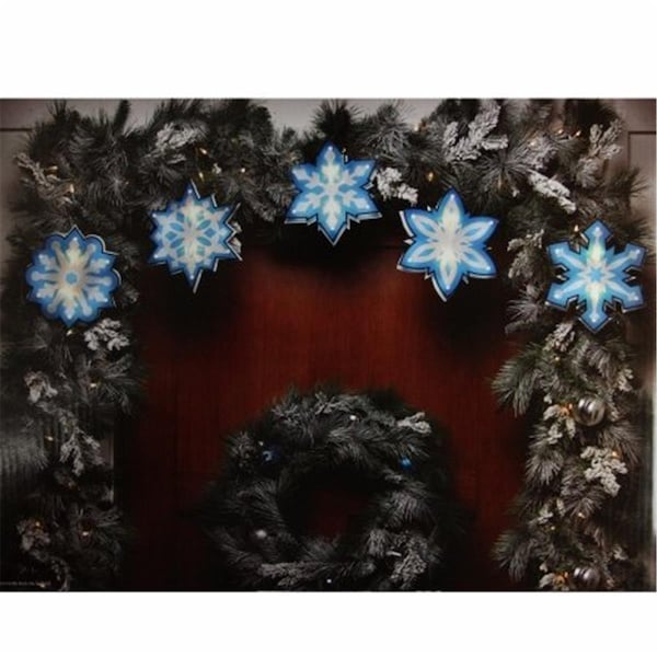 Coolcollectibles Blue and White Shimmering Snowflake Christmas Light Garland with 0 Clear Mini Lights - White Wire - CO72574