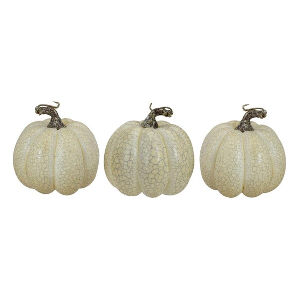 Go-Go 3.75 x 4 in. Artificial Fall Harvest Pumpkins, White - Set of 3 - GO2129132