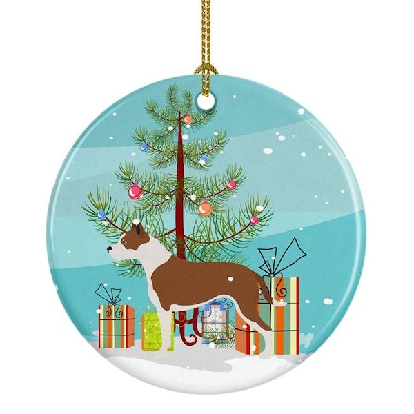 Carolines Treasures Carolines Treasures BB8487CO1 Pit Bull Terrier Christmas Ceramic Ornament - BB8487CO1