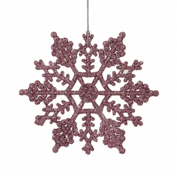 Vickerman 4 in. Pretty in Pink Snowflakes 24-Pvc Box - M101409