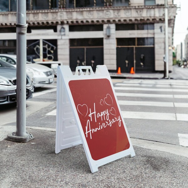 Signmission Happy Anniversary, A-Frame & 2 Sign Inserts, Heavy-Duty Plastic Frame - SBHD-C-2436-30389
