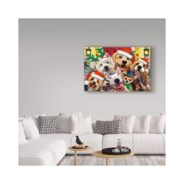 Trademark Fine Art Howard Robinson 'Christmas Dogs' Canvas Art, 12x19 - ALI24005-C1219GG
