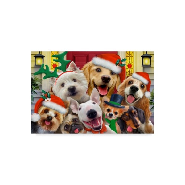 Trademark Fine Art Howard Robinson 'Christmas Dogs' Canvas Art, 12x19 - ALI24005-C1219GG
