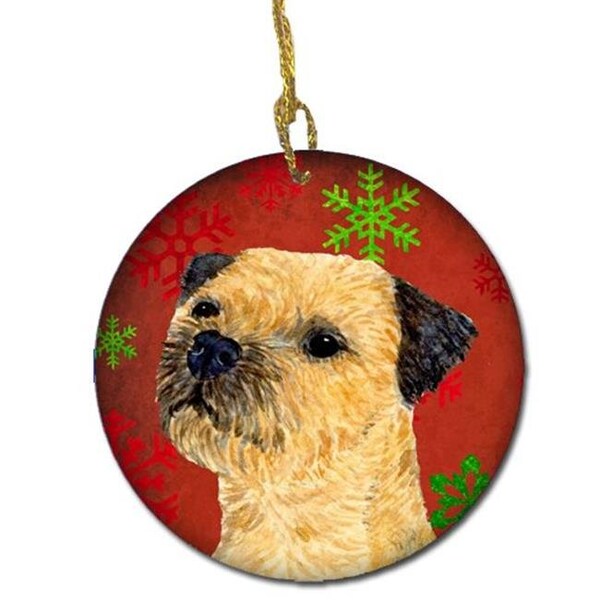 Carolines Treasures Carolines Treasures LH9323-CO1 Border Terrier Red Snowflake Holiday Christmas Ceramic Ornament - LH9323-CO1