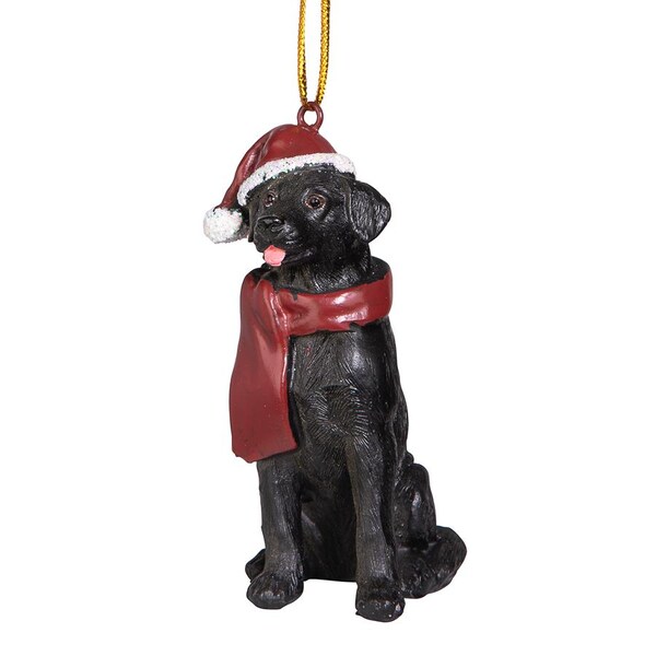 Design Toscano Black Labrador Retriever Holiday Dog Ornament Sculpture - JH576310