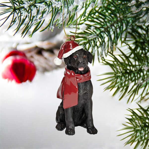 Design Toscano Black Labrador Retriever Holiday Dog Ornament Sculpture - JH576310