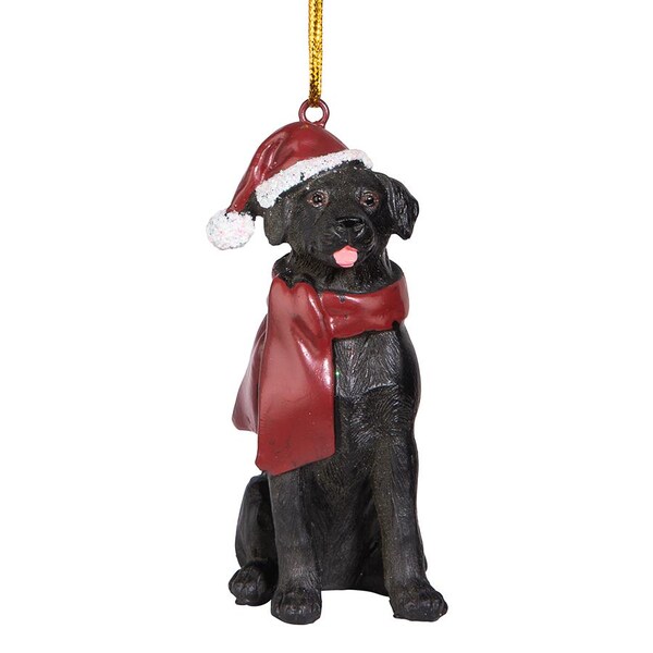 Design Toscano Black Labrador Retriever Holiday Dog Ornament Sculpture - JH576310