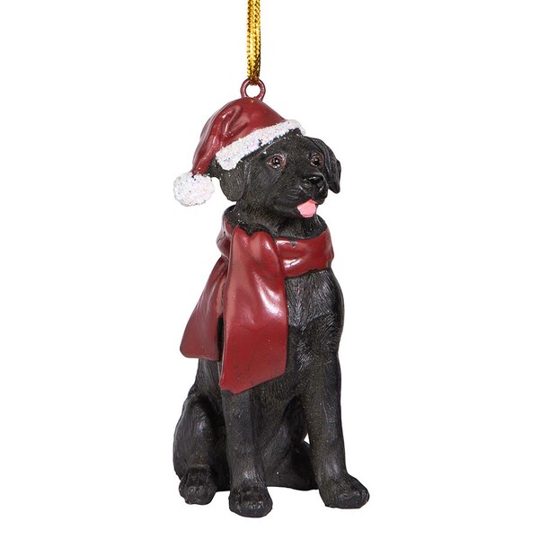 Design Toscano Black Labrador Retriever Holiday Dog Ornament Sculpture - JH576310