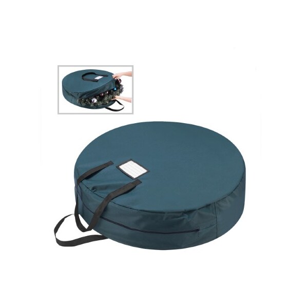 Hastings Home Wreath Storage 36-inch Round Bag with Handles for Holiday Artificial Garland (Canvas, Green) - 566315KQP