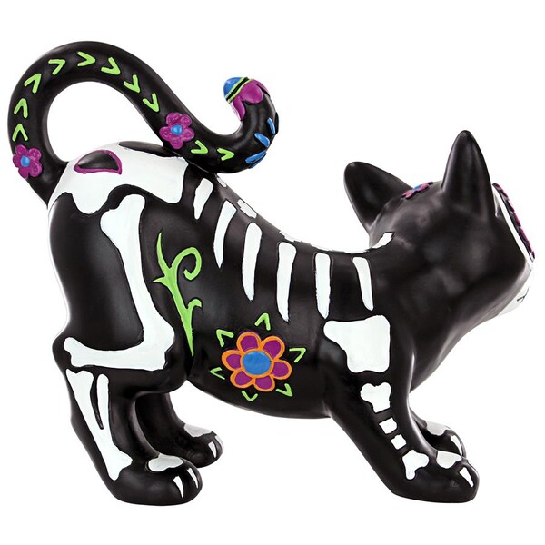 Design Toscano Dia de los Muertos El Gatto Sugar Skull Cat Statue - QL180934