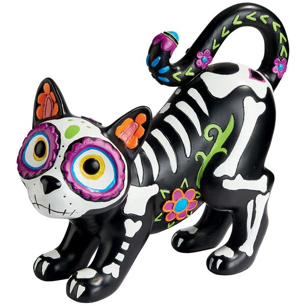 Design Toscano Dia de los Muertos El Gatto Sugar Skull Cat Statue - QL180934