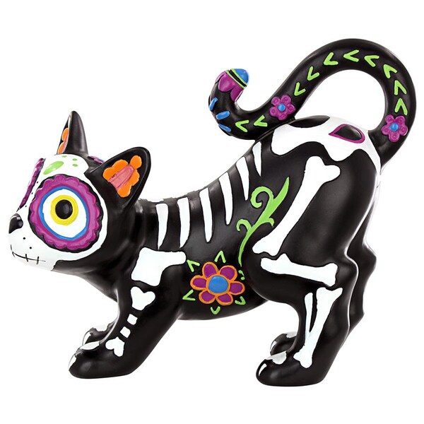 Design Toscano Dia de los Muertos El Gatto Sugar Skull Cat Statue - QL180934