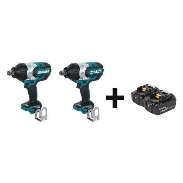 Makita 18V 3/4" Square (2) Mfr. No. BL1840B-2 Batteries; (2) Impact Wrench's - XWT07Z, XWT07Z + BL1840B-2