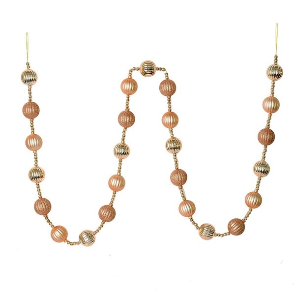 Vickerman 6 ft. Cafe Latte Stripe Ball Garland, 32PK - M183580