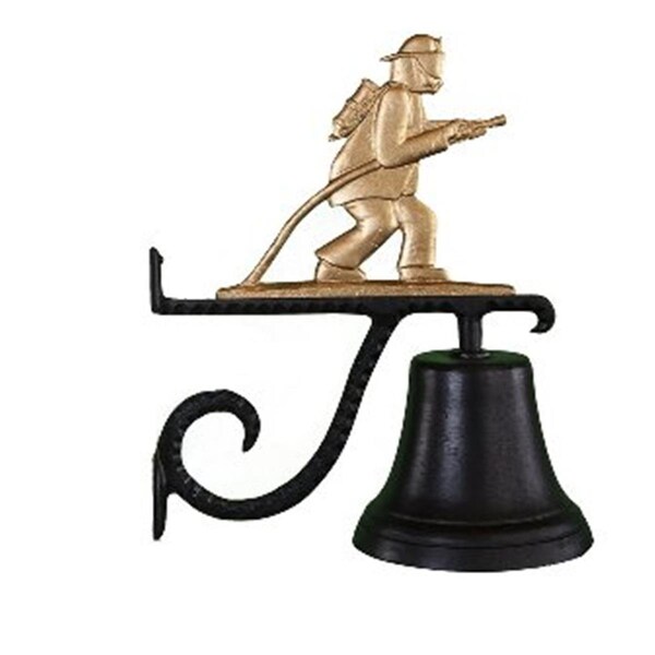 Swivel Cast Bell With Gold Bronze Fireman Ornament - SW787754