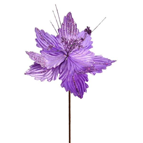 Vickerman 12 in. Lavender Poinsettia Spray, 6PK - QG191086