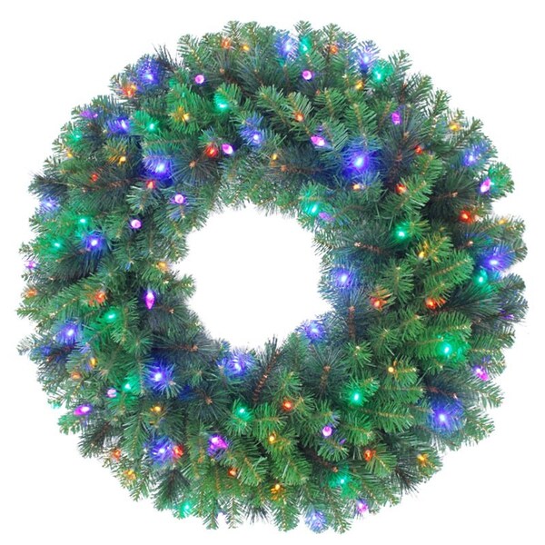 Celebrations Platinum Celebrations Platinum 36 in. D LED Prelit Multicolored Mixed Pine Christmas Wreath - MPWR-36-WAC6MUA