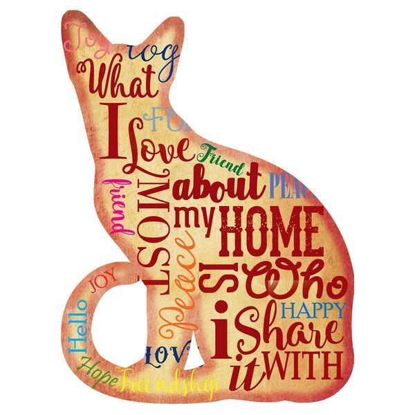 Designocracy Home Decor Cat Wooden Ornament - 99113WO