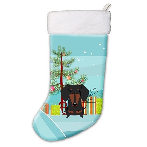 Carolines Treasures Carolines Treasures BB4257CS Merry Christmas Tree Dachshund Black & Tan Christmas Stocking - BB4257CS