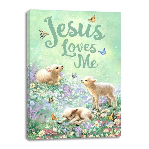 Pertrechos 10 x 14 in. Jesus Loves Me Frameless Canvas - PE3318239