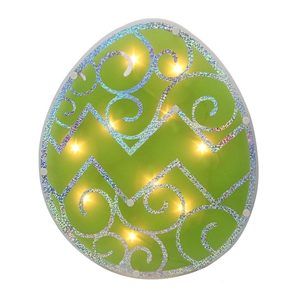 Go-Go 12 in. Lighted Green Easter Egg Window Silhouette Decoration - GO1774234